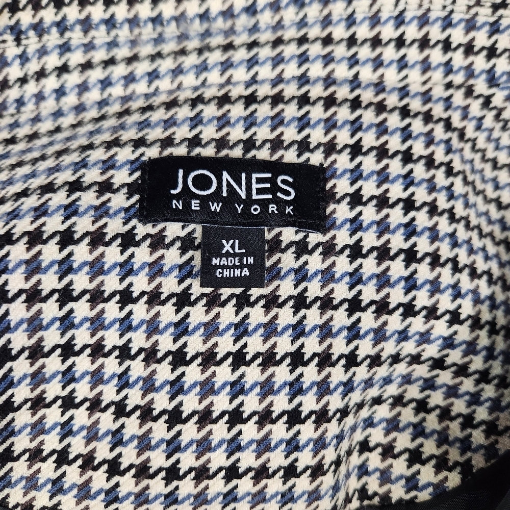 JONES NEW YORK Black White and Blue Houndstooth Blazer Size XL - Picture 8 of 12